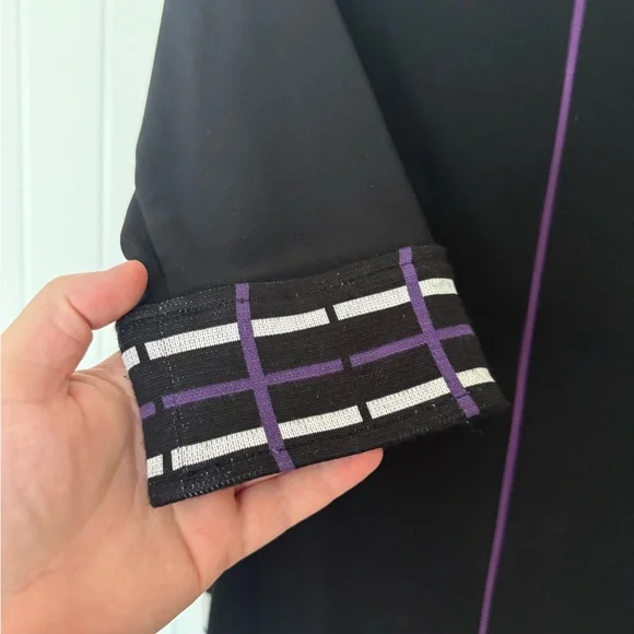 Signature Black & Purple Plaid Sheath Dress by Joseph Ribkoff Size 12 - Picture 2 of 8